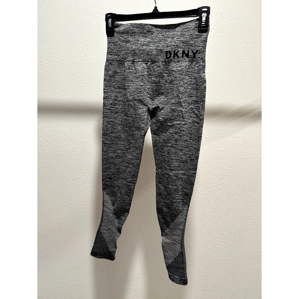 DKNY Women's Tummy Control Workout Yoga Leggings, Heather Grey Seamless Tight XS